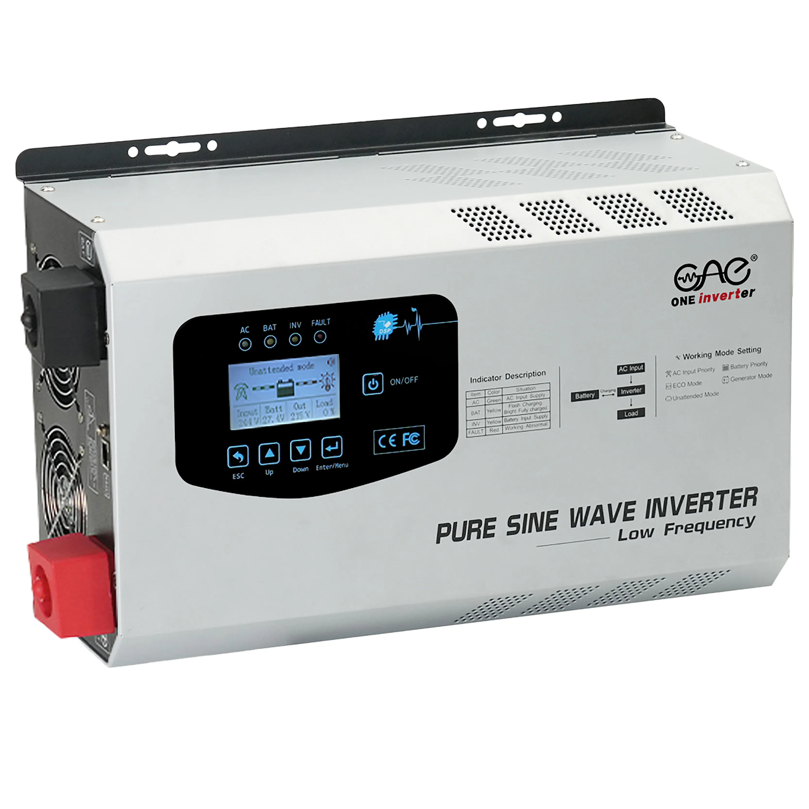 Hybrid inverter 5 kva 24v 48v110v 220v con il caricatore ac per la casa sistema solare