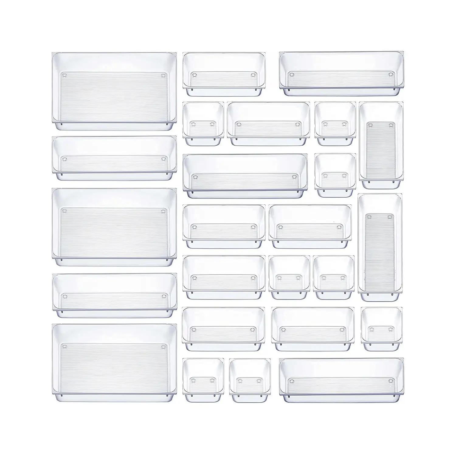 Bán hàng nóng 16 miếng thiết lập rõ ràng lưu trữ Thùng nhựa Stackable khay acrylic bàn ngăn kéo ngăn tổ chức cho phòng đựng thức ăn tổ chức