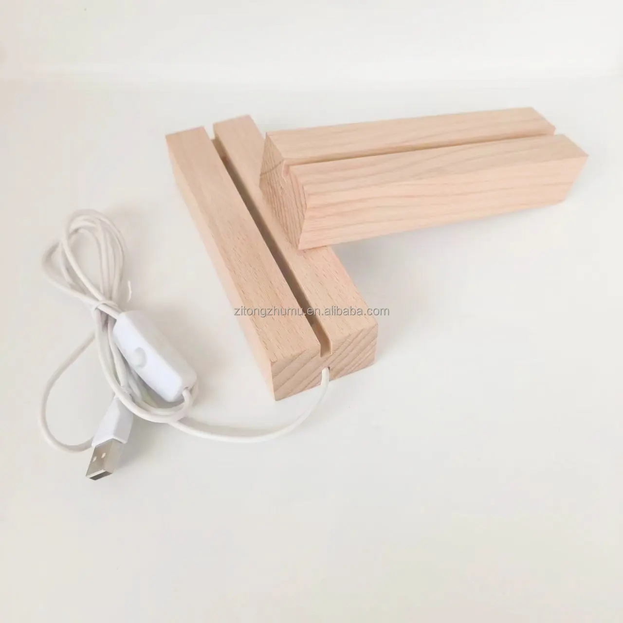Escultura de estilo japonés Premium Lámpara de base de madera de diseño único con letreros de madera y pared hechos a mano Artesanía de madera de haya