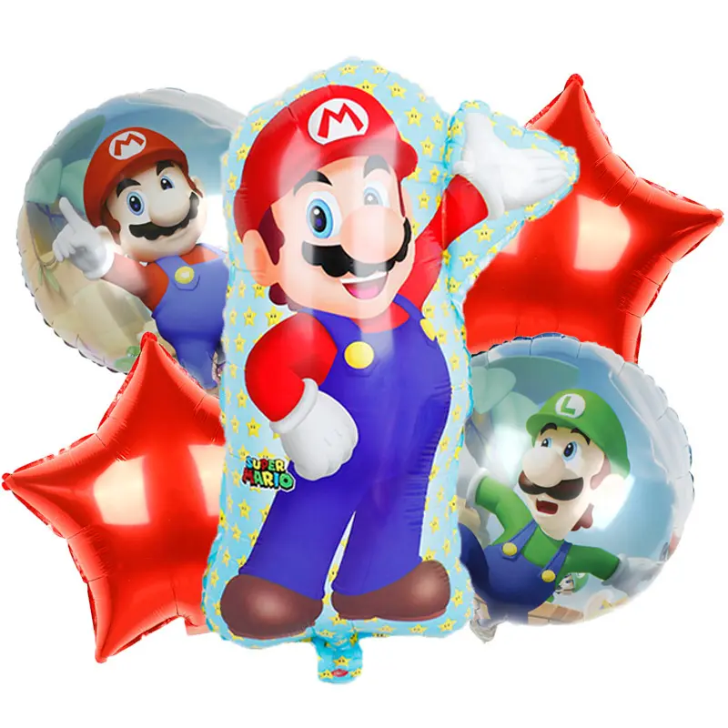 Mario Foil Balon Set Paket Pesta Ulang Tahun Super Video Mario Bros Balon Selamat Ulang Tahun Set Spanduk Perlengkapan Pesta Dekorasi