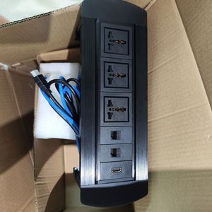 Toma de corriente universal Priz, toma de extensión de montaje empotrada oculta con giro manual, toma de escritorio integrada con puerto de datos - Product Image 5