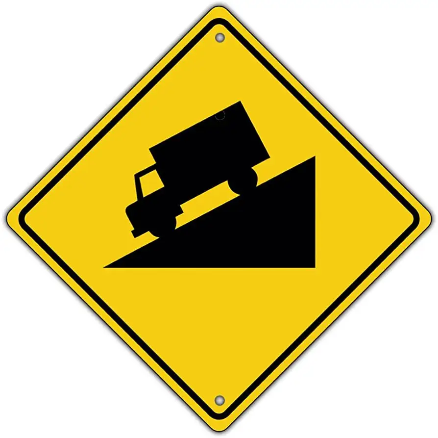 Car Climbing Hill Symbol Road Street Advertencia Pendiente empinada Letrero de aluminio de metal, utilizado para carreteras de montaña