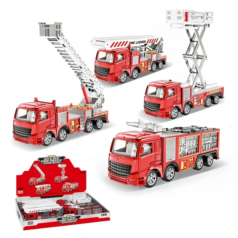 1/55 in lega di camion dei pompieri giocattolo modello di camion per ragazzi