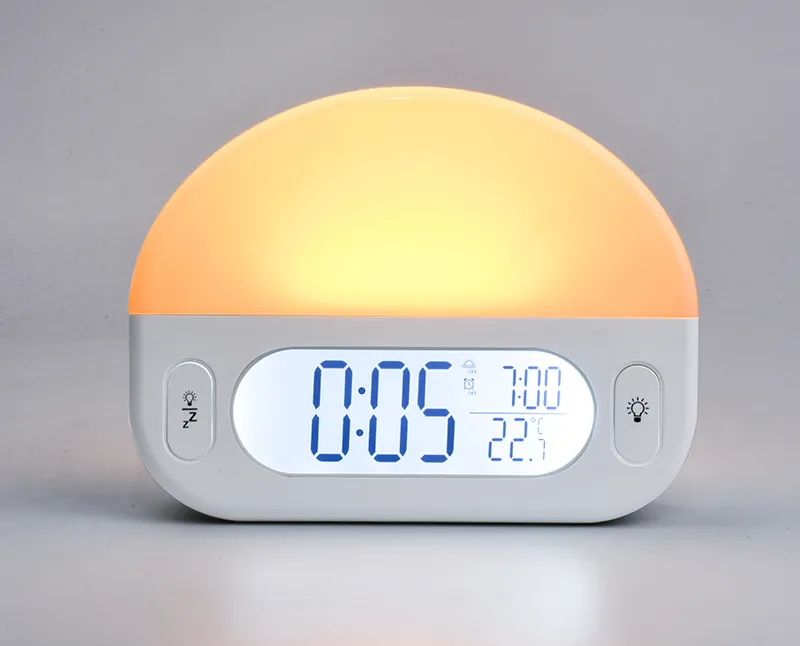 Table de température de table directe d'usine Table de réveil numérique Sunrise Snoozing