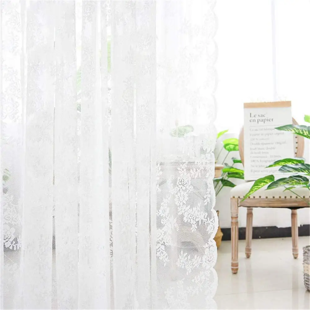 Rèm Cửa Thêu Hoa Màu Trắng Sheer Với Rèm Tieback,Rod Pocket Window Voile Màn Cho Phòng Khách Phòng Ngủ Đám Cưới