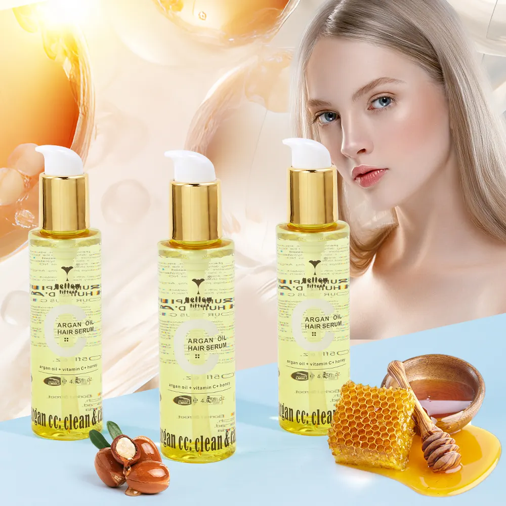 Private Label Natuurlijke Organische Reparatie Droog Kroeshaar Beschadigd Haar Arganolie Glad Verzachten Haar Serum