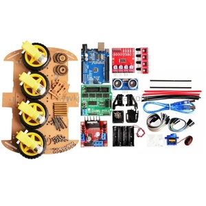 YXW 4WD Kit di telaio per auto Robot intelligente per CH340 Uno R3 con cavo USB con modulo ad ultrasuoni per Kit di addestramento
