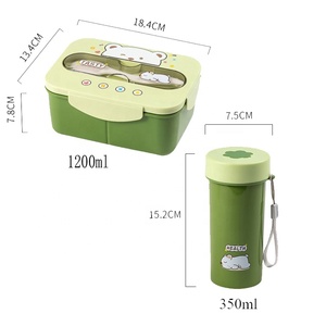 Özel logo 3 bölmeli yemek kutusu kilit ve su şişesi seti ile çocuklar için mikrodalga çevre dostu Bento kutusu - Product Image 3