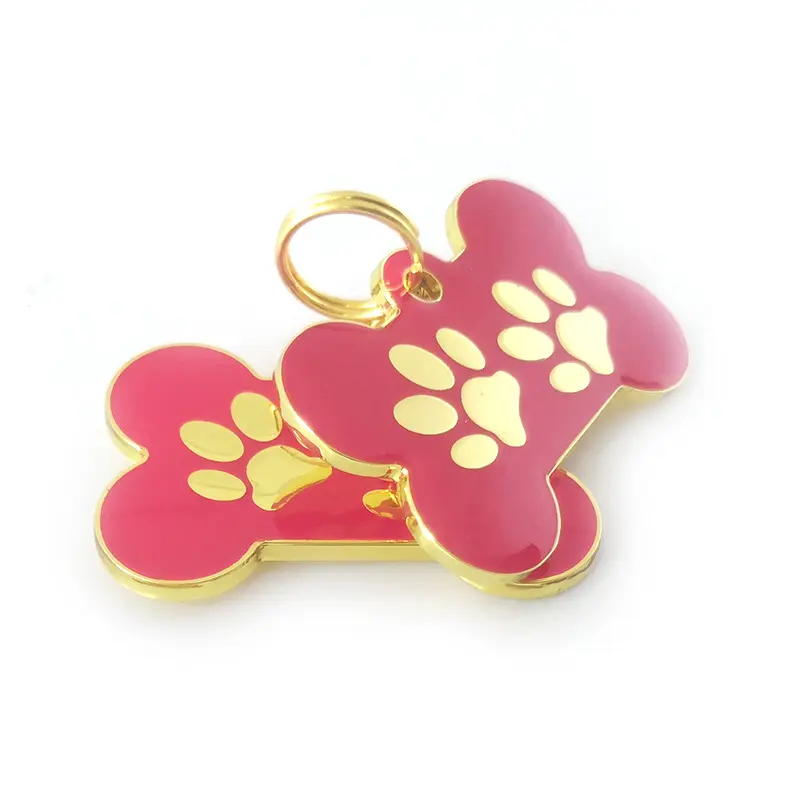 Prezzo diretto di fabbrica etichette per cani per animali domestici Impronte in oro Cucciolo di gatto anti-smarrimento collari tag per cane gatto targhetta accessori per animali domestici