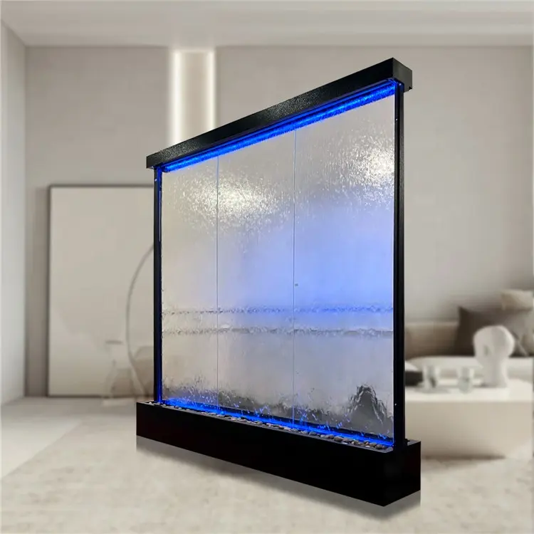 Personalizado interior moderno cascada pared fuente de agua al aire libre hogar acero y acero inoxidable Panel móvil divisor de habitación