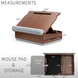 New Design Wood <strong>Lap</strong> Desk Pillow Cushion with Mouse Pad Adjustable Angle Height <strong>Computer</strong> Laptop Desk <strong>Table</strong> - Product Image 4