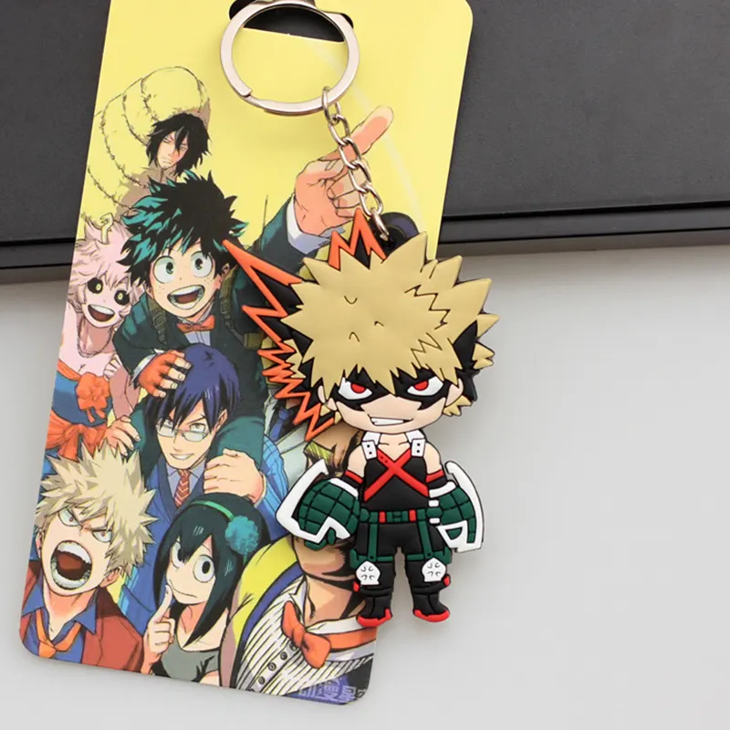 Porte-clés pendentif anti-perte pour clé de voiture Porte-clés 2D en plastique double face Cartoon My Hero Academia Porte-clés personnalisé Porte-clés de bûche