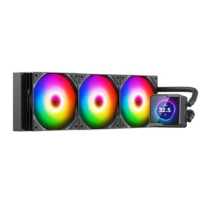 Enfriador de CPU líquido AIO 360mm, radiador de aluminio de 360mm, tres ventiladores PWM de 120mm, LGA1700 AM5, Compatible con 3 pines para uso en caja de ordenador - Product Image 1