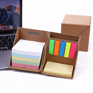 Papelería pequeño cubo reciclado Bloc de notas caja de notas adhesivas con portalápices - Product Image 3