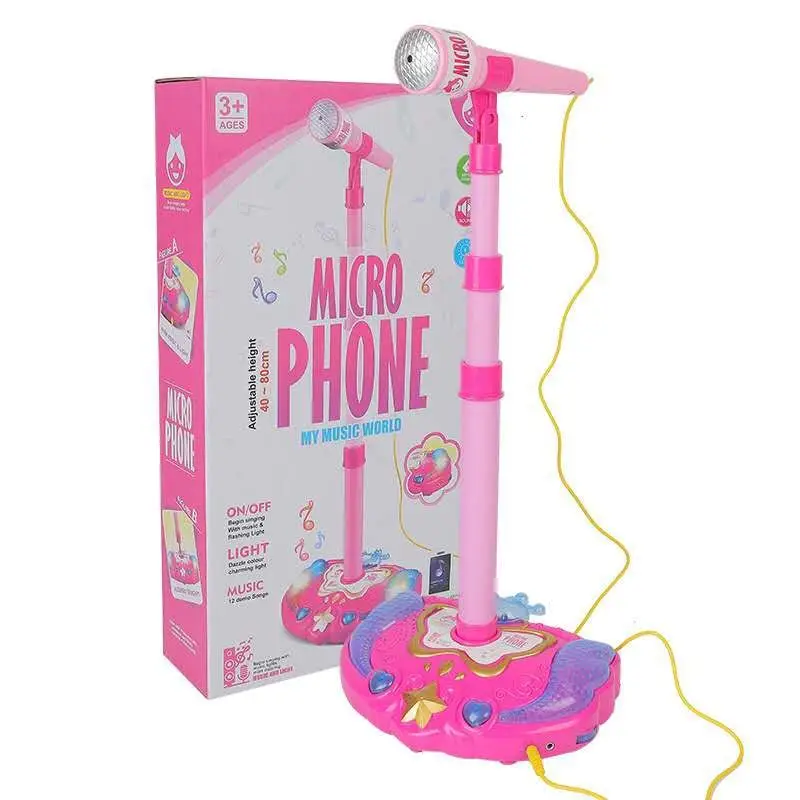 Per bambini microfono giocattolo costruito in altoparlante MP3 regolabile in altezza per bambini karaoke microfono per ragazze