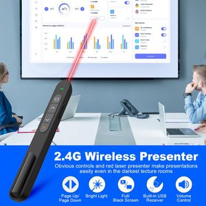 USB 2,4 ГГц указатель PowerPoint пульт дистанционного управления Мышь беспроводной ведущий красная лазерная страница поворотная ручка регулятор громкости PPT Презентация