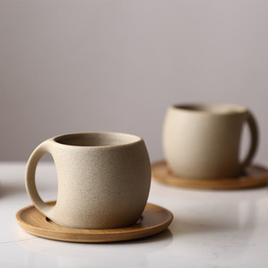 SOLHUI手工木制茶碟，用于咖啡陶器的个性化马克杯 - Product Image 1