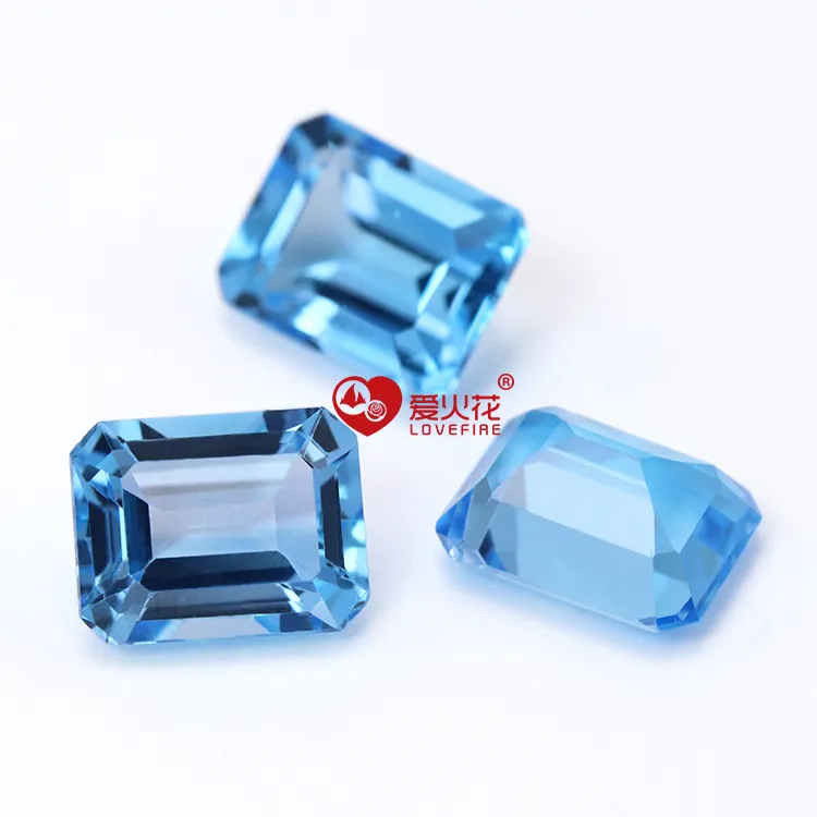 Naturale svizzero blu smeraldo taglio topazio pietra prezzo all'ingrosso pietre preziose sciolte forma ottagonale topazio blu svizzero