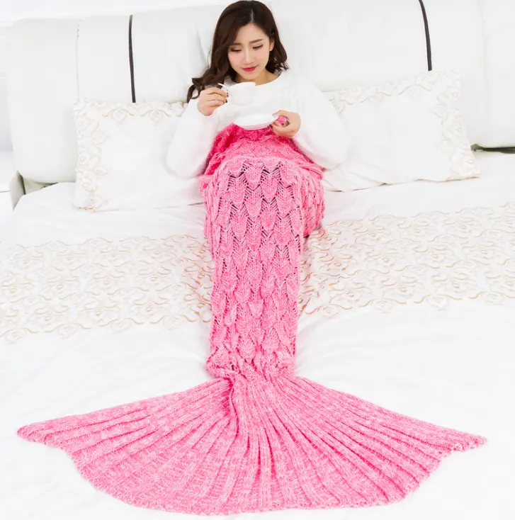 Couverture tricotée de sirène pour photographie de bébé, queue de poisson, à paillettes