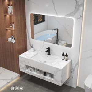 高品质32英寸欧洲烧结石瓷板大理石橱柜桌面洗手盆酒店洁具