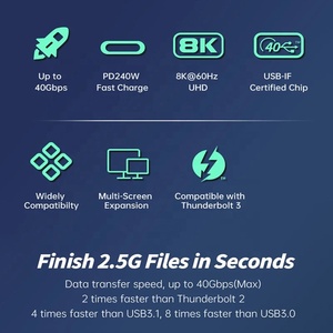 Xput koaksiyel USB4 USB4.0 USB 4.0 USB C PD 240W 5A 40Gbps veri iletimi hızlı şarj kablosu - Product Image 2