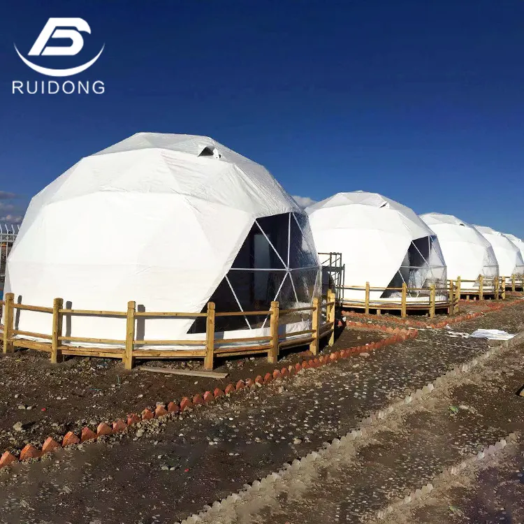 Le plus récent dôme géodésique en verre de 6m Glamping maison de vacances avec climatisation Gazebo jardin Igloo balle tentes Camping en plein air 6 personnes