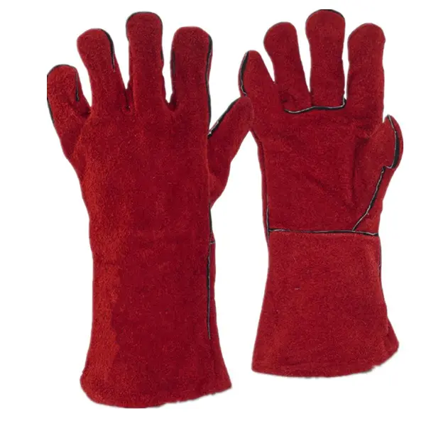 Red Color Leather Welder's Gloves
