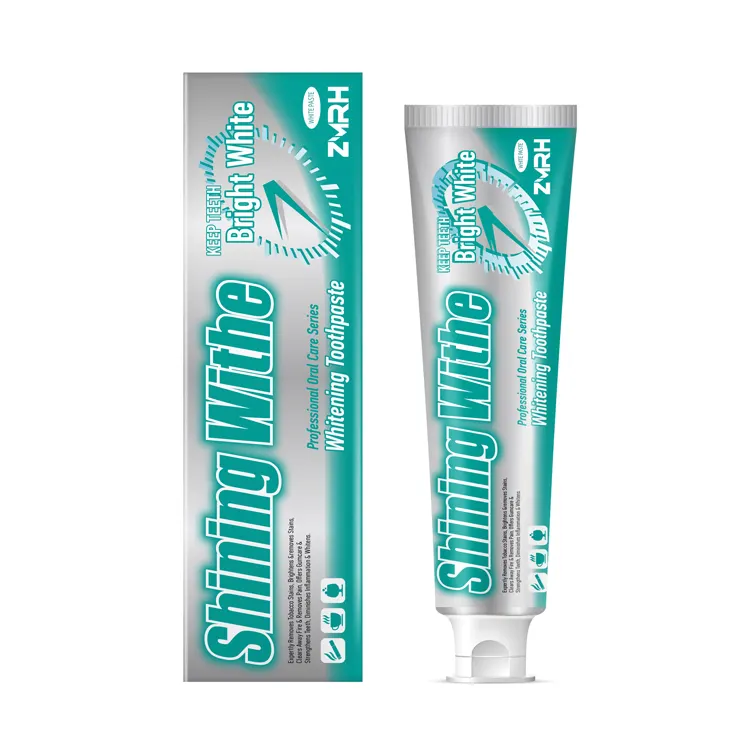 Pasta de dentes oem personalizada, pasta de dentes brilhante branca creme dental