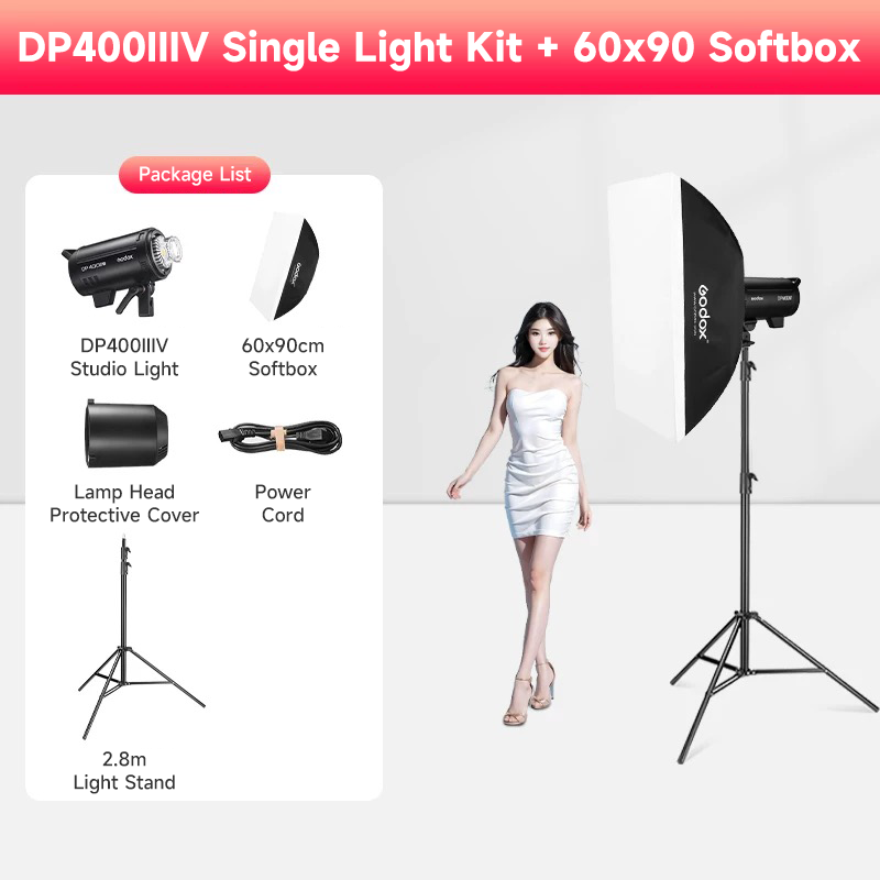 DP400IIIV + 60*90cm Softbox + 2.8m Light Stand