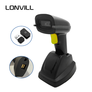 Venta al por mayor 2,4G escáner de código de barras de mano BT QR lector de código inalámbrico 2d escáner de código de barras con soporte - Product Image 1