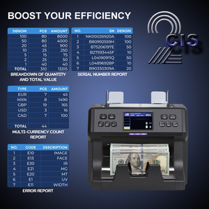 Detector multifuncional UV/MG/DD Máquina contadora de billetes bancarios Máquina contadora de clasificación de billetes de alta velocidad