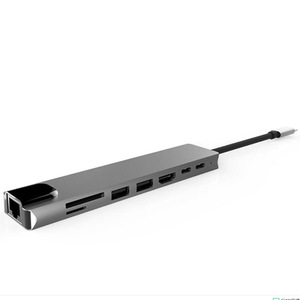 Usb-c公至8针闪电母适配器转换器8合1型C至PD usb-c集线器适配器TF RJ45卡R - Product Image 2