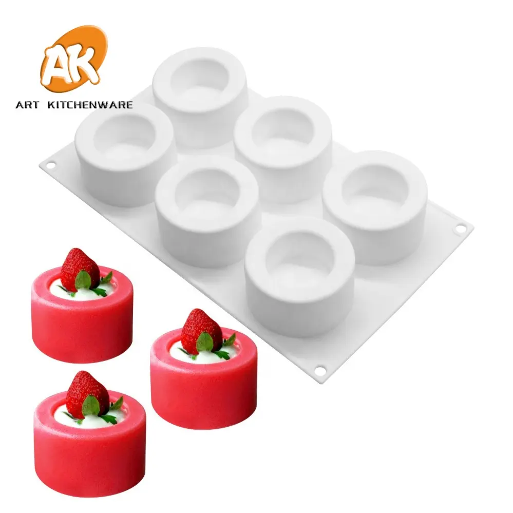 AK Mousse-moldes de silicona para pastel de panadería, cilindro hueco 3D, herramientas de postre, utensilios de cocina, decoraciones para pasteles, MC-78