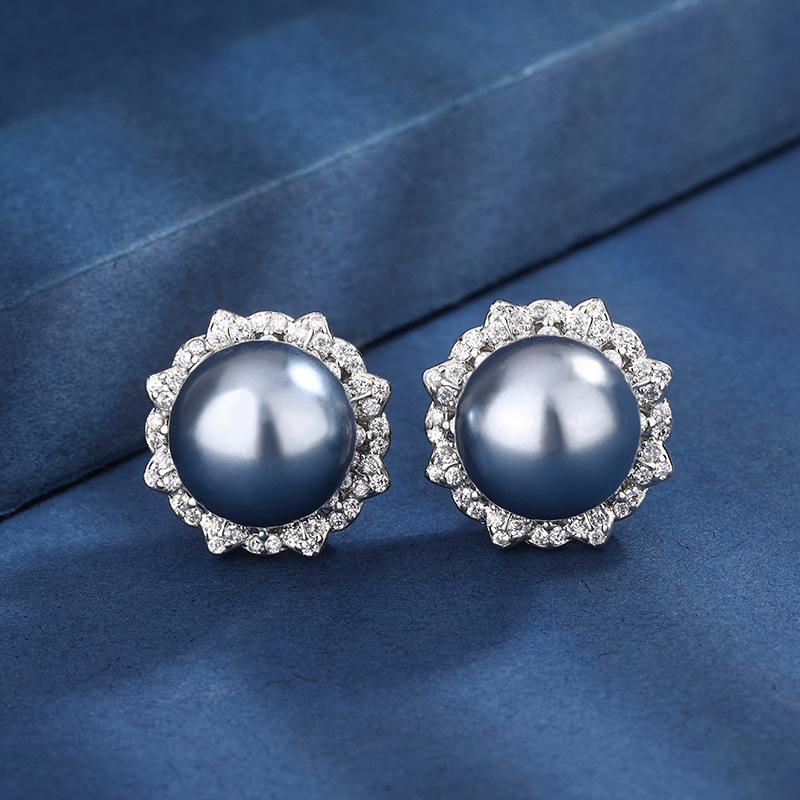 Boucles d'oreilles à perles grises