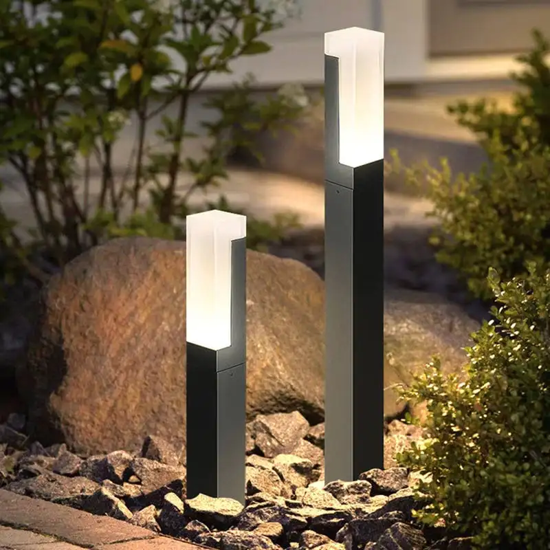 IP65 Outdoor alumínio acrílico paisagem gramado luz 30cm 40cm 60cm 80cm multi tamanho jardim lâmpada post luz LED