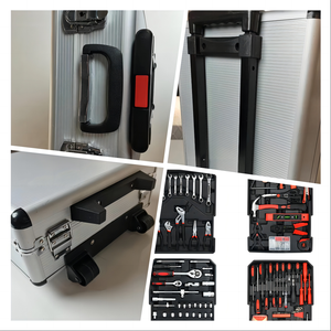 Conjunto de ferramentas com caixa de alumínio com quatro camadas de hardware, 186 peças, conjunto de ferramentas combinadas