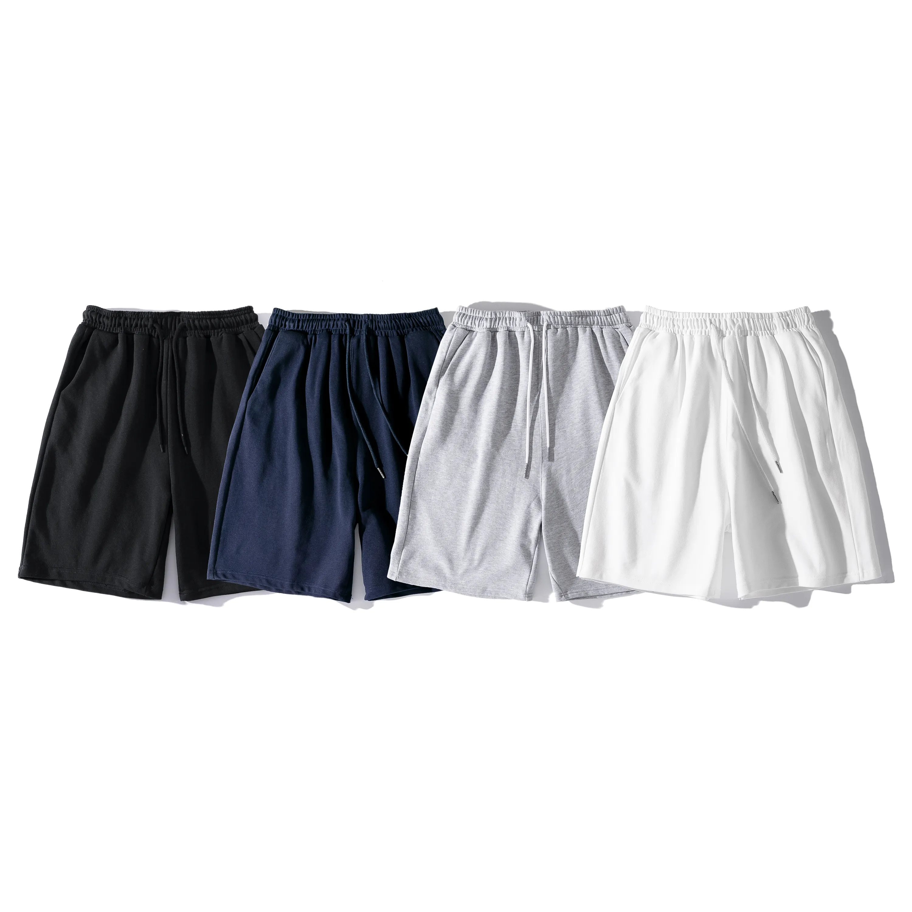 Shorts de algodão para homens com estampa de letras e logotipo personalizado, shorts de corrida curtos fitness para homens de 300 gramas