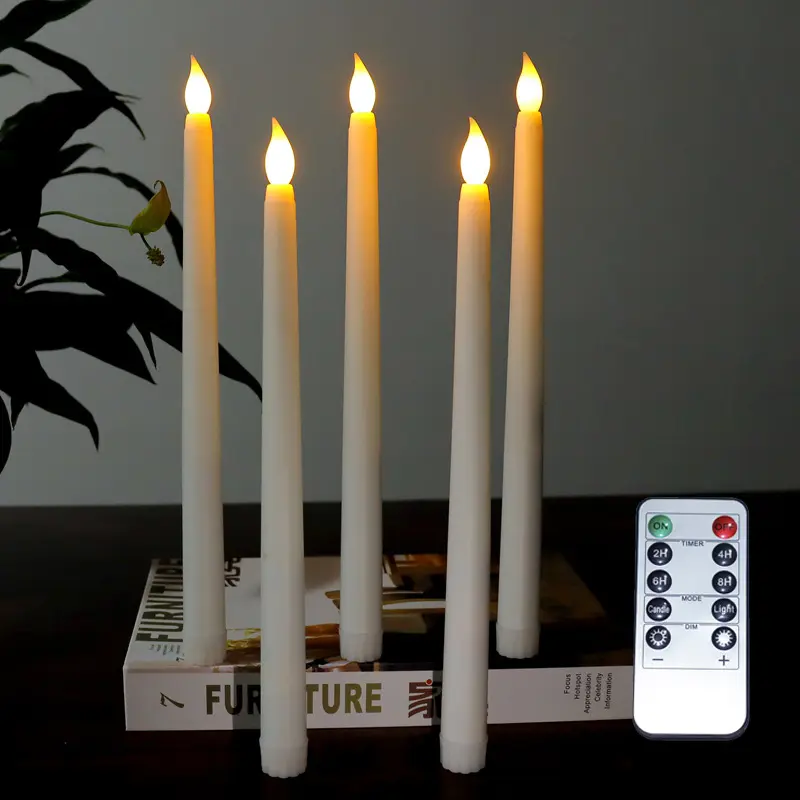 Red White Black Led Taper Candle Light Remote Control Electronic Battery Flameless Candle Sticks Wedding Christmas Decoration