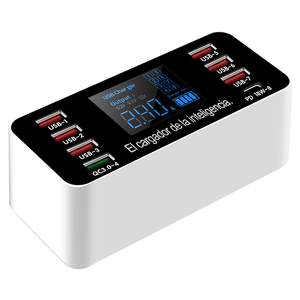 PD 18W çoklu port 8-Port USB şarj aleti masaüstü istasyonu QC3.0 hızlı 60W hızlı şarj ile iPad cep telefonu için LCD ekran - Product Image 1