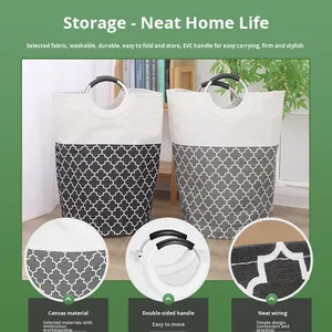Nhà có thể gập lại vải giặt giỏ công suất lớn nhôm xử lý hiện đại bóng lưu trữ bin cho quần áo bẩn bán buôn - Product Image 4