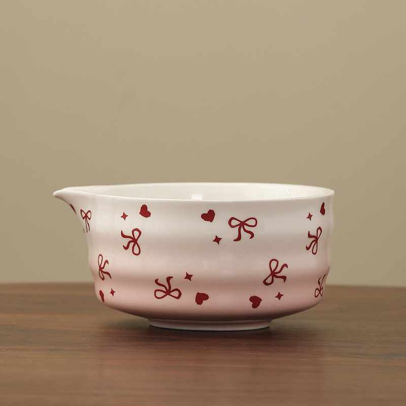 Tazón con lazo - blanco y rosa
