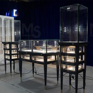 豪华优雅金属中密度纤维板珠宝手表展示柜柜台商场零售用发光二极管灯室内设计展示柜