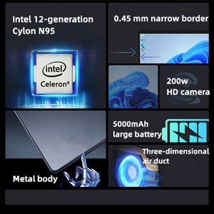 新しい到着14インチDDR4 RAM M2 NVME SSDラップトップ10ポイントタッチデュアルスクリーンIntel N95ノートブックコンピュータ安いIPSパネル英語 - Product Image 2