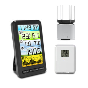 FT0207 Estação meteorológica sem fio Rain Gauge Color Display com 8-Channel Temperatura Umidade <span class=keywords><strong>Sensor</strong></span> <span class=keywords><strong>Wifi</strong></span> Opcional