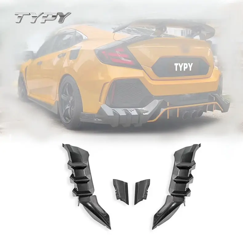 Kit de carrosserie de Style MUGEN, lame de pare-choc arrière modifiée pour civic Sedan Honda Civic TYPE-R 2016-2021