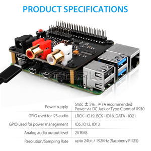 Il cappello DAC 5.0 GeeekPi X930 blvBluetooth supporta il riavvio sicuro, lo spegnimento sicuro e il Poweroff completo dal Software per Raspberry Pi 4B/3B - Product Image 2
