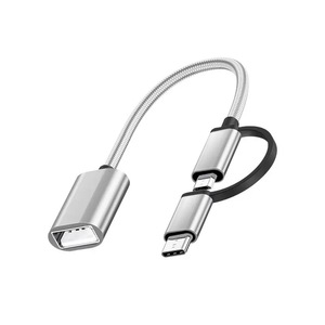 <strong>Factory</strong> Direct New Condition Nylon USB-C Adapter Cable 2-in-1 Type C + Micro OTG Converter with AC <strong>Output</strong> for Android <strong>Devices</strong> - Product Image 6