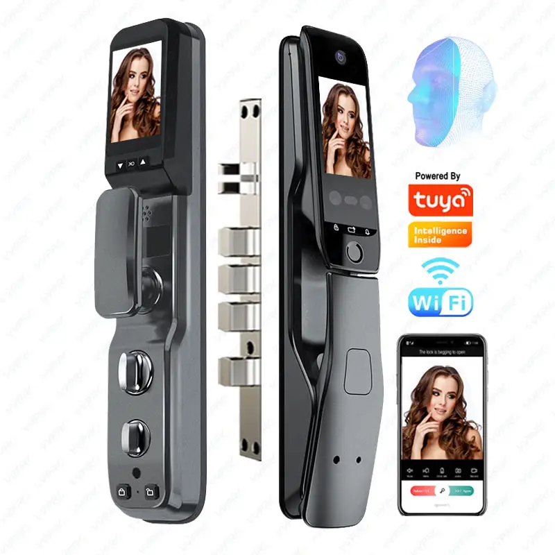 VVPRO Tuya Wifi double écran voix et vidéo interphone sonnette écran intelligent empreinte digitale reconnaissance faciale caméra serrure de porte intelligente