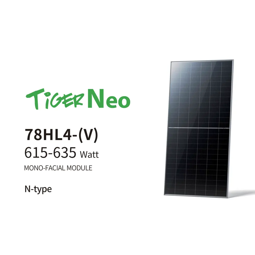 TIGER NEO série 615-635 W Painéis solares Jinko tipo N Bifacial 615 W 620 W 625 W 630 W 635 W Módulo bifacial com vidro duplo