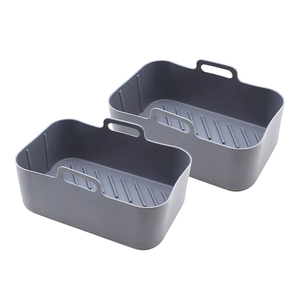 Rectangular Reusable Silicone Air Fryer Liners <strong>No</strong>-Stick Dual Pot Basket <strong>Easy</strong> Collapsible Convenient <strong>Baking</strong> Tray - Product Image 1